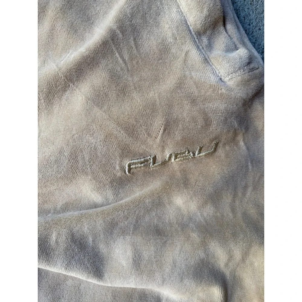 Vintage Baggy FUBU Tan Velour Track Pants Men Large Beige 90s Streetwear Joggers